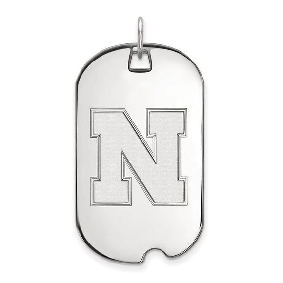 10k White Gold U. of Nebraska Large Dog Tag Pendant